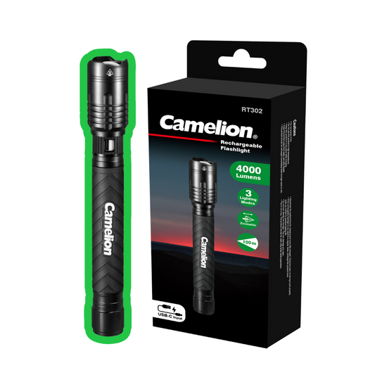 Camelion USB C rechargeable flashlight RT302