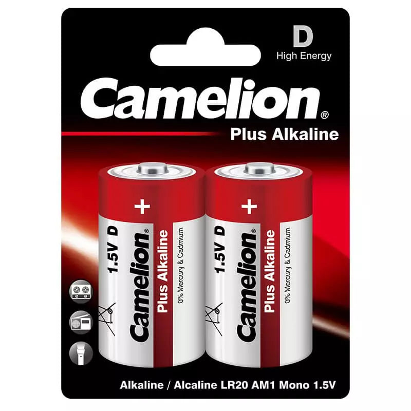 Camelion plus alkaline batteries – R20 D size (2 batteries)