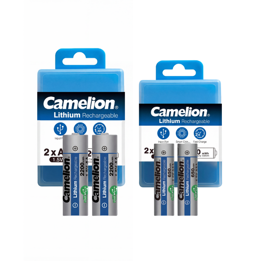 Lithium Rechargeable C type - 2 AA 2200mWh + 2 AAA 650mWh batteries